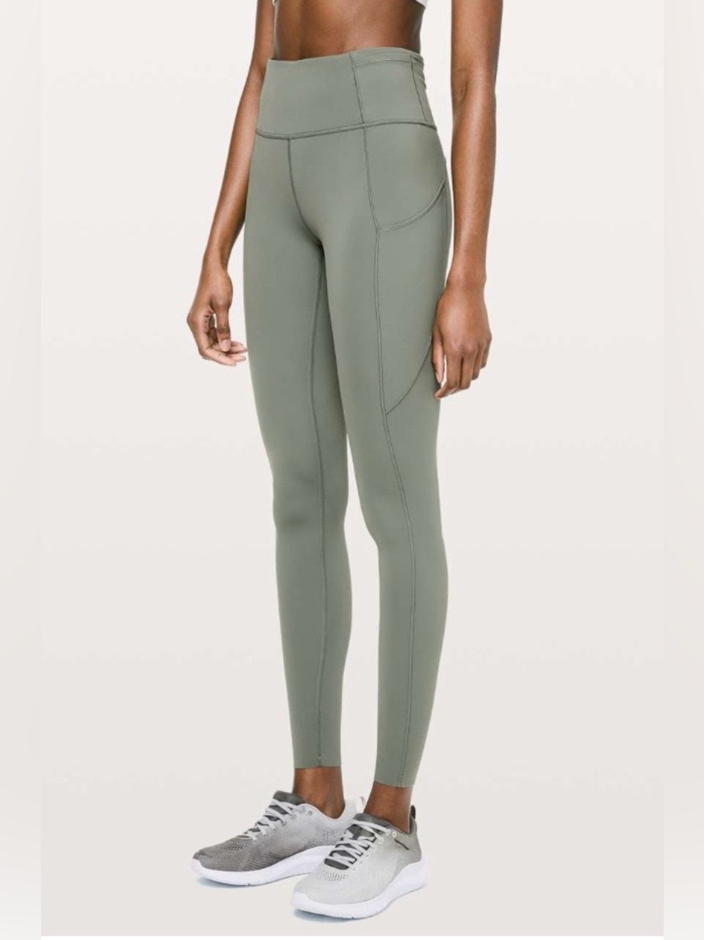 Lululemon Fast & Free Full Length Tight Non-Reflective 28" Grey Sage W5BXUS Sz 4